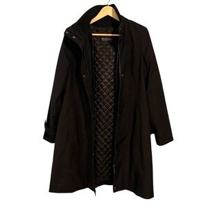 Kristen Blake Black Trench Coat with Quilted Lining
